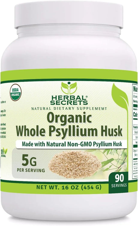 HERBAL SECRETS - Herbal Secrets USDA Organic Whole Psyllium Husk 454Gr. - The Red Vitamin MX - Suplementos Alimenticios - {{ shop.shopifyCountryName }}