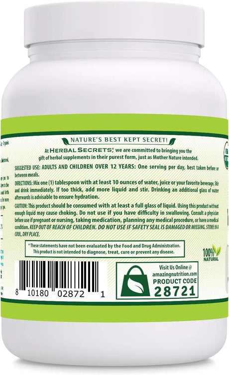 HERBAL SECRETS - Herbal Secrets USDA Organic Whole Psyllium Husk 454Gr. - The Red Vitamin MX - Suplementos Alimenticios - {{ shop.shopifyCountryName }}