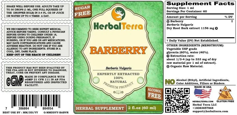 HERBAL TERRA - Herbal Terra Barberry (Berberis Vulgaris) Glycerite 2 Fl.Oz. - The Red Vitamin MX - Suplementos Alimenticios - {{ shop.shopifyCountryName }}