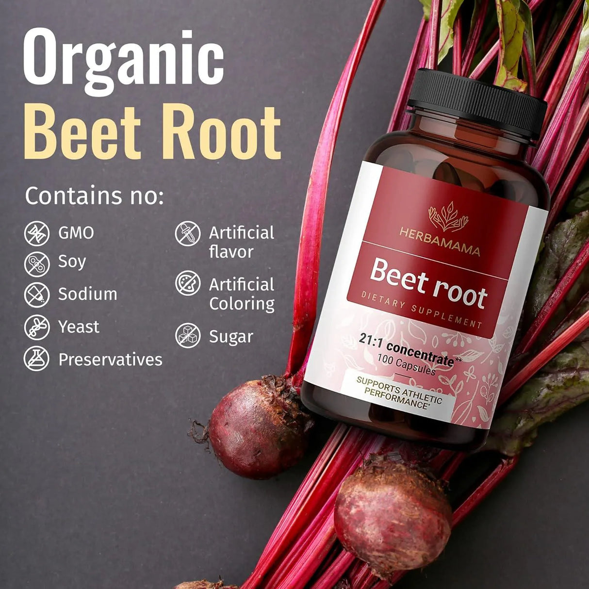 HERBAMAMA - HERBAMAMA Beet Root 21:1 Concentrate 100 Capsulas - The Red Vitamin MX - Suplementos Alimenticios - {{ shop.shopifyCountryName }}