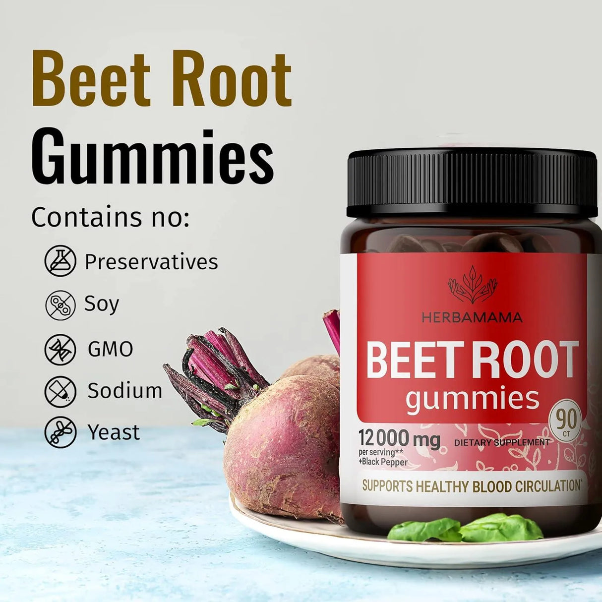 HERBAMAMA - HERBAMAMA Beet Root Gummies 1200Mg. 90 Gomitas - The Red Vitamin MX - Suplementos Alimenticios - {{ shop.shopifyCountryName }}