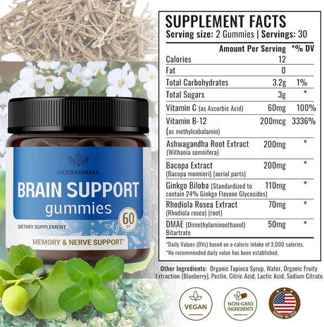 HERBAMAMA - Herbamama Brain Booster Gummies 60 Gomitas - The Red Vitamin MX - Suplementos Alimenticios - {{ shop.shopifyCountryName }}