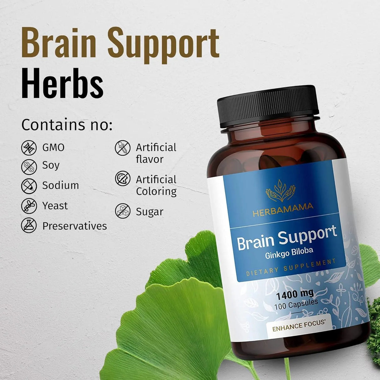 HERBAMAMA - Herbamama Brain Support Nootropic Supplement 100 Capsulas - The Red Vitamin MX - Suplementos Alimenticios - {{ shop.shopifyCountryName }}