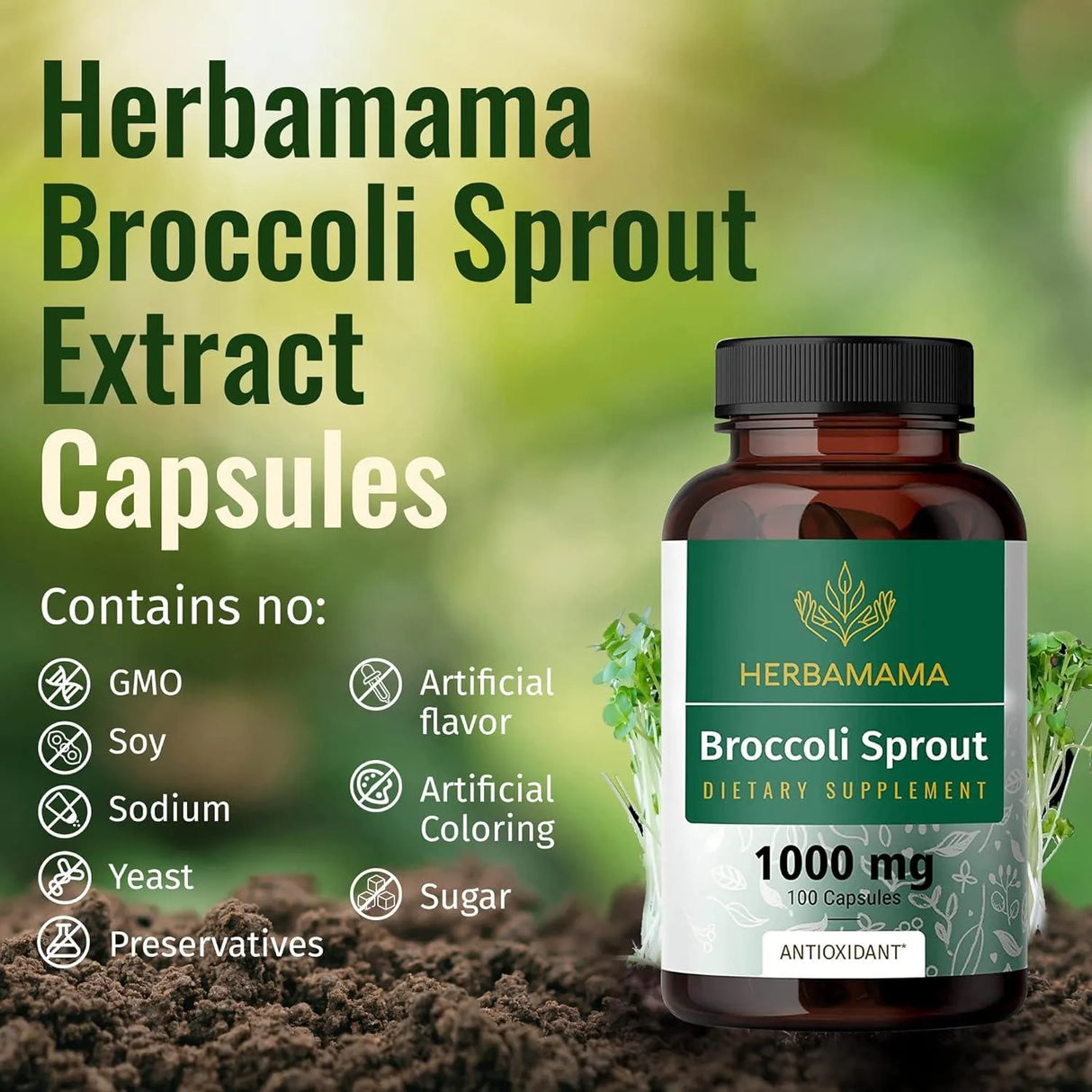 HERBAMAMA - Herbamama Broccoli Sprouts Sulforaphane 100 Capsulas - The Red Vitamin MX - Suplementos Alimenticios - {{ shop.shopifyCountryName }}