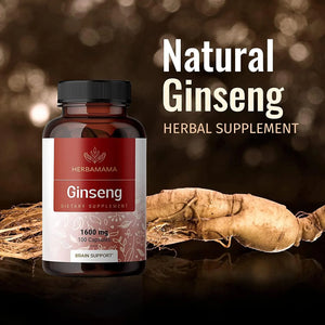 HERBAMAMA - HERBAMAMA Ginseng Capsules Korean Red Panax Ginseng Extract 1600Mg. 100 Capsulas - The Red Vitamin MX - Suplementos Alimenticios - {{ shop.shopifyCountryName }}