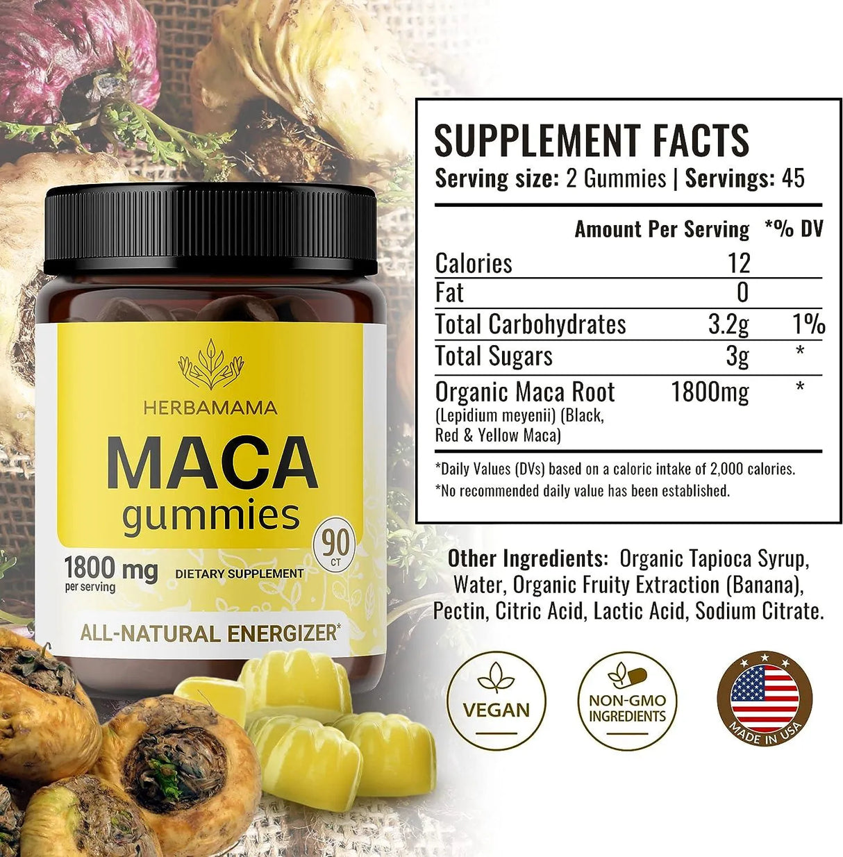 HERBAMAMA - HERBAMAMA Maca Root Gummies 1800Mg. 90 Gomitas - The Red Vitamin MX - Suplementos Alimenticios - {{ shop.shopifyCountryName }}