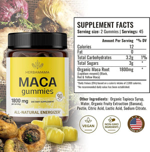 HERBAMAMA - HERBAMAMA Maca Root Gummies 1800Mg. 90 Gomitas - The Red Vitamin MX - Suplementos Alimenticios - {{ shop.shopifyCountryName }}