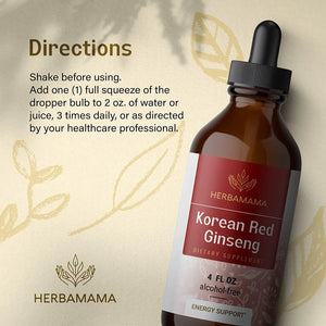 HERBAMAMA - HERBAMAMA Panax Ginseng Root Tincture 4 Fl. Oz. - The Red Vitamin MX - Suplementos Alimenticios - {{ shop.shopifyCountryName }}