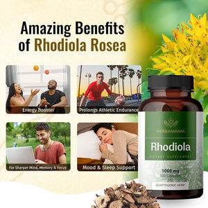 HERBAMAMA - Herbamama Rhodiola Rosea 1000Mg. 100 Capsulas - The Red Vitamin MX - Suplementos Alimenticios - {{ shop.shopifyCountryName }}