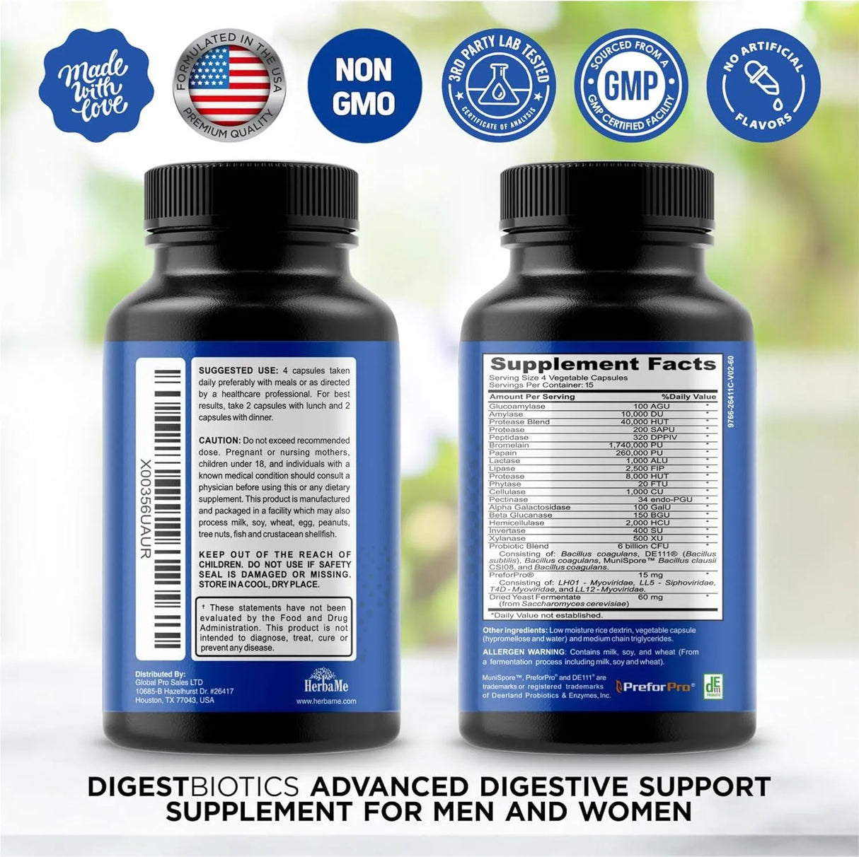 HERBAME - HerbaMe Digestive Enzymes with Probiotics and Prebiotics Postbiotics 60 Capsulas - The Red Vitamin MX - Suplementos Alimenticios - {{ shop.shopifyCountryName }}