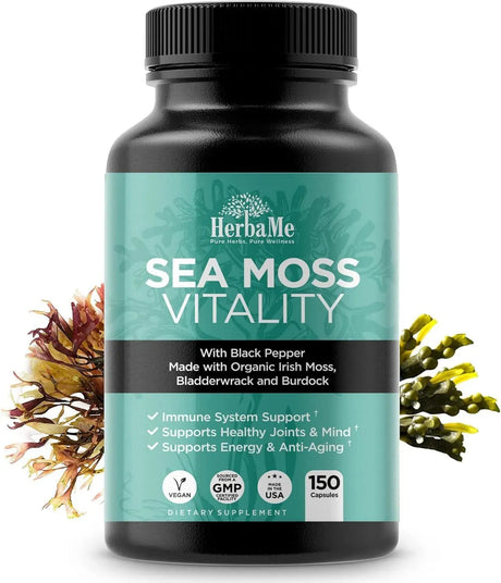 HERBAME - HerbaMe Organic Irish Sea Moss with Bladderwrack 150 Capsulas - The Red Vitamin MX - Suplementos Alimenticios - {{ shop.shopifyCountryName }}