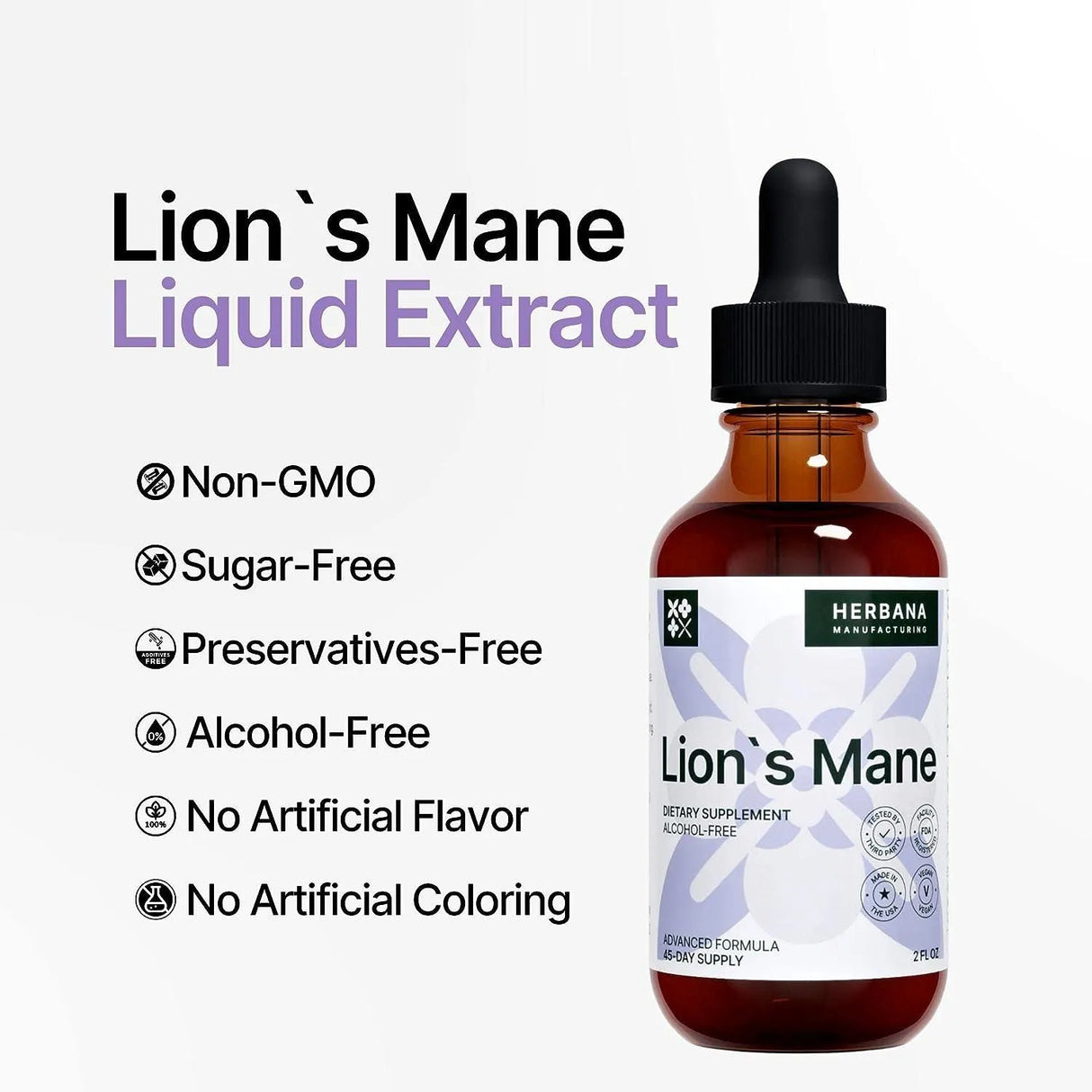 HERBANA - Herbana Lion's Mane Liquid Extract 2 Fl. Oz. - The Red Vitamin MX - Suplementos Alimenticios - {{ shop.shopifyCountryName }}