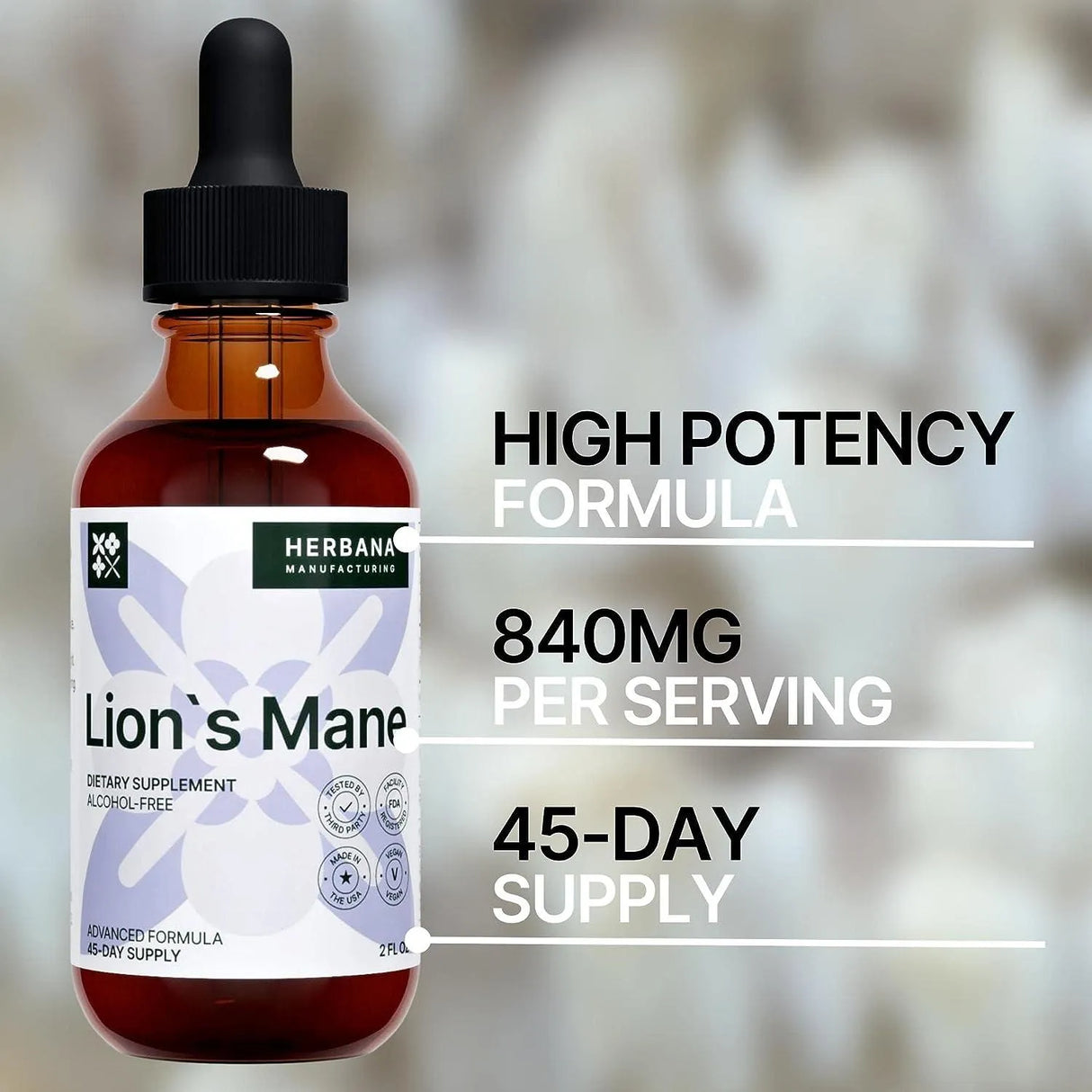 HERBANA - Herbana Lion's Mane Liquid Extract 2 Fl. Oz. - The Red Vitamin MX - Suplementos Alimenticios - {{ shop.shopifyCountryName }}