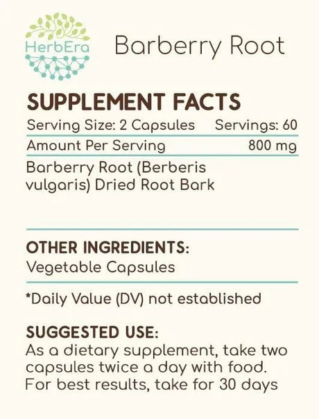 HERBERA - HerbEra Barberry Root 500Mg. 120 Capsulas - The Red Vitamin MX - Suplementos Alimenticios - {{ shop.shopifyCountryName }}