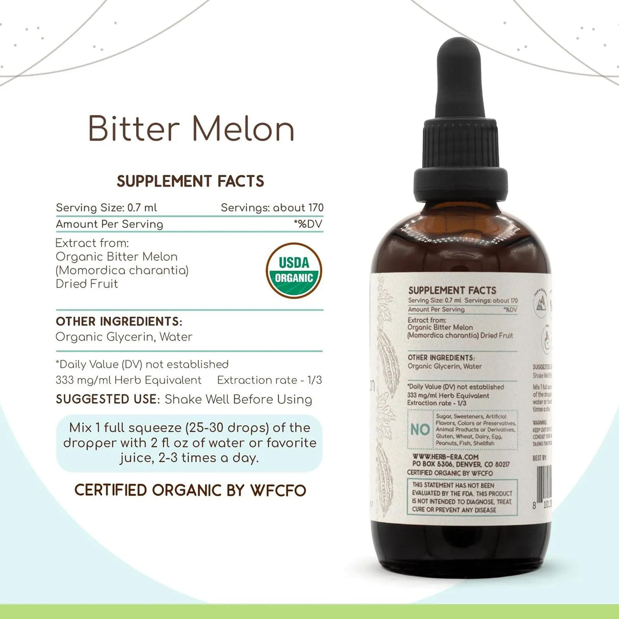 HERBERA - HerbEra Bitter Melon B120 USDA Organic Tincture 4 Fl.Oz. - The Red Vitamin MX - Suplementos Alimenticios - {{ shop.shopifyCountryName }}