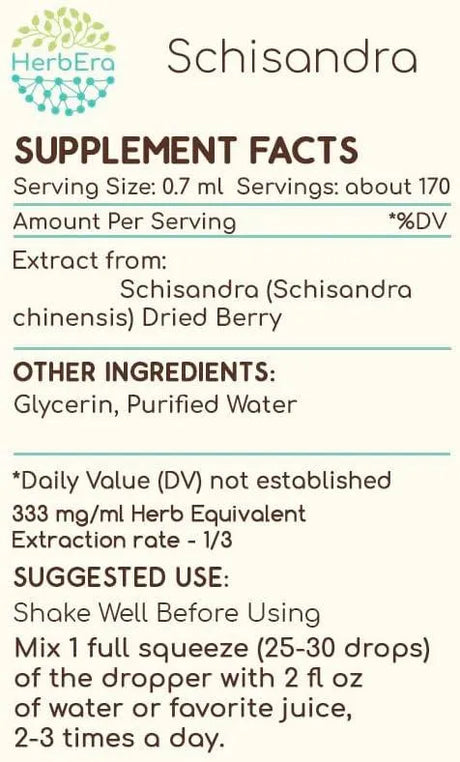 HERBERA - HerbEra Schisandra Extract Tincture 4 Fl.Oz. - The Red Vitamin MX - Suplementos Alimenticios - {{ shop.shopifyCountryName }}