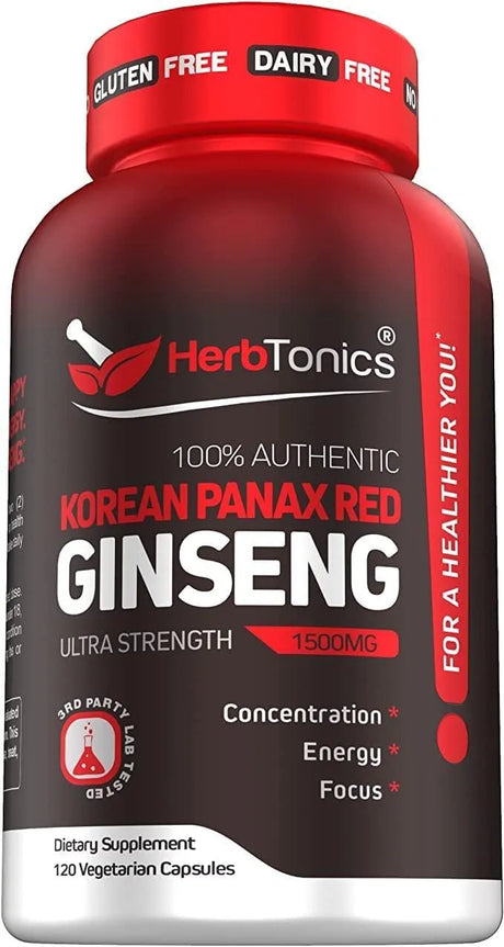 HERBTONICS - Herbtonics High Strength Ginseng Korean Red Panax Extract 1500Mg. 120 Capsulas - The Red Vitamin MX - Suplementos Alimenticios - {{ shop.shopifyCountryName }}