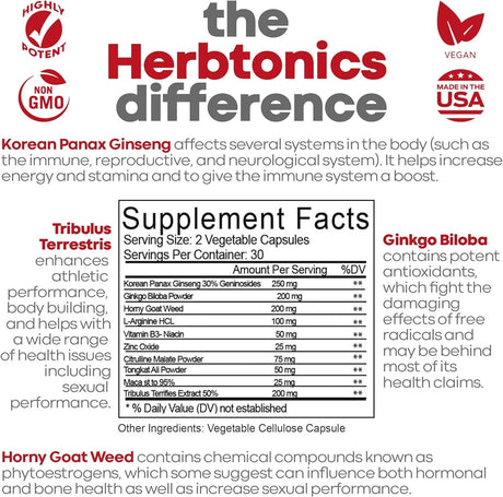 HERBTONICS - Herbtonics Strengthtonic Testosterone Booster 60 Capsulas - The Red Vitamin MX - Suplementos Alimenticios - {{ shop.shopifyCountryName }}