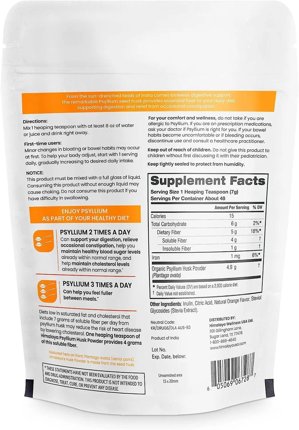 HIMALAYA - Himalaya Orange Psyllium Husk Powder 340Gr. - The Red Vitamin MX - Suplementos Alimenticios - {{ shop.shopifyCountryName }}