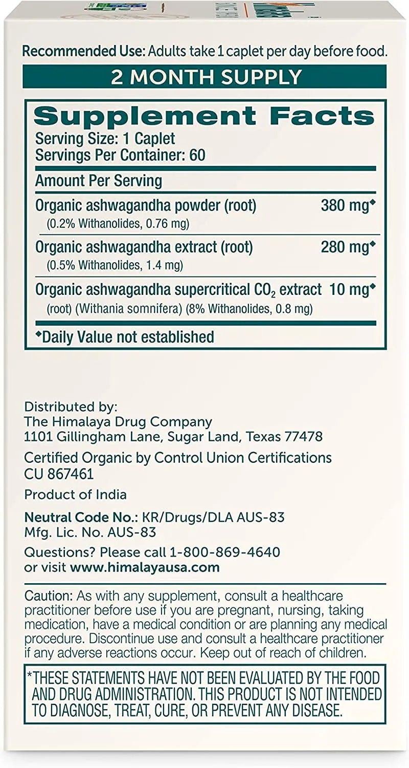 HIMALAYA - Himalaya Organic Ashwagandha 60 Tabletas - The Red Vitamin MX - Suplementos Alimenticios - {{ shop.shopifyCountryName }}