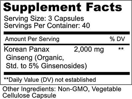 HMS NUTRITION - HMS Nutrition Certified Organic 2000Mg. Korean Red Panax Ginseng 120 Capsulas - The Red Vitamin MX - Suplementos Alimenticios - {{ shop.shopifyCountryName }}