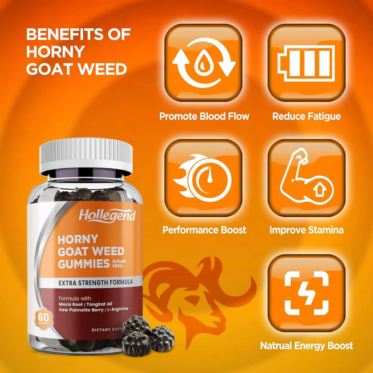 HOLLEGEND - Hollegend Goat Weed Gummies Sugar Free 60 Gomitas - The Red Vitamin MX - Suplementos Alimenticios - {{ shop.shopifyCountryName }}