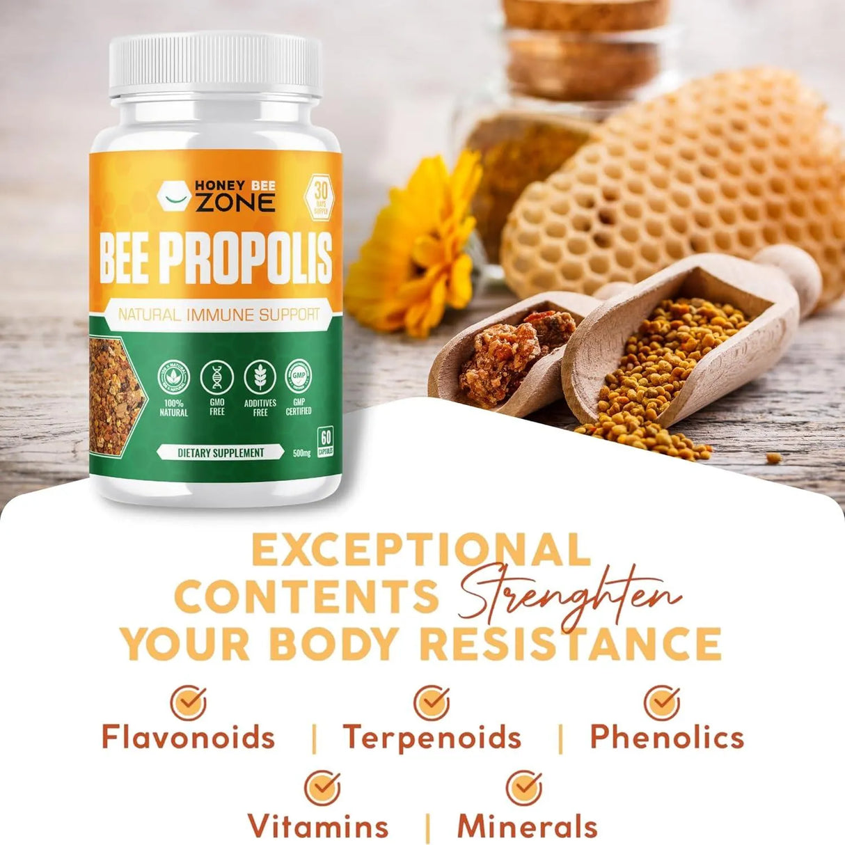 HONEYBEEZONE - HONEYBEEZONE Bee Propolis Extract 500Mg. 60 Capsulas - The Red Vitamin MX - Suplementos Alimenticios - {{ shop.shopifyCountryName }}