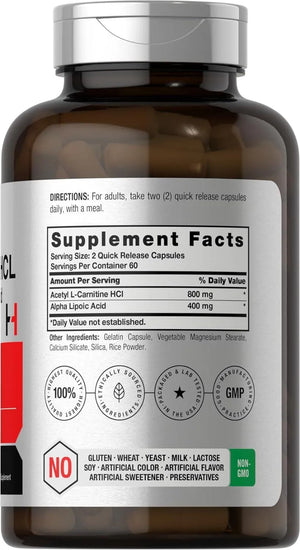 HORBAACH - Horbaach Acetyl L Carnitine HCL & Alpha Lipoic Acid 1200Mg. 120 Capsulas - The Red Vitamin MX - Suplementos Alimenticios - {{ shop.shopifyCountryName }}