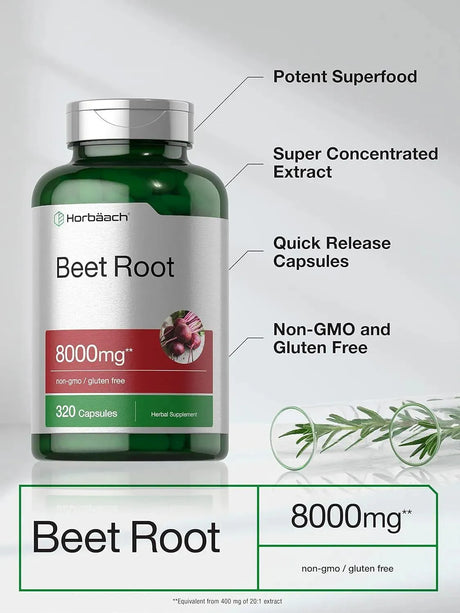 HORBAACH - Horbaach Beet Root Powder Capsules 8000Mg. 320 Capsulas - The Red Vitamin MX - Suplementos Alimenticios - {{ shop.shopifyCountryName }}