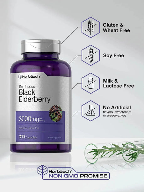 HORBAACH - Horbaach Black Elderberry 3000Mg. 300 Capsulas - The Red Vitamin MX - Suplementos Alimenticios - {{ shop.shopifyCountryName }}
