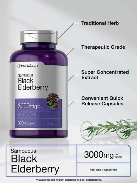 HORBAACH - Horbaach Black Elderberry 3000Mg. 300 Capsulas - The Red Vitamin MX - Suplementos Alimenticios - {{ shop.shopifyCountryName }}