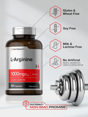 HORBAACH - Horbaach L Arginine 1000Mg. 150 Capsulas - The Red Vitamin MX - Suplementos Alimenticios - {{ shop.shopifyCountryName }}