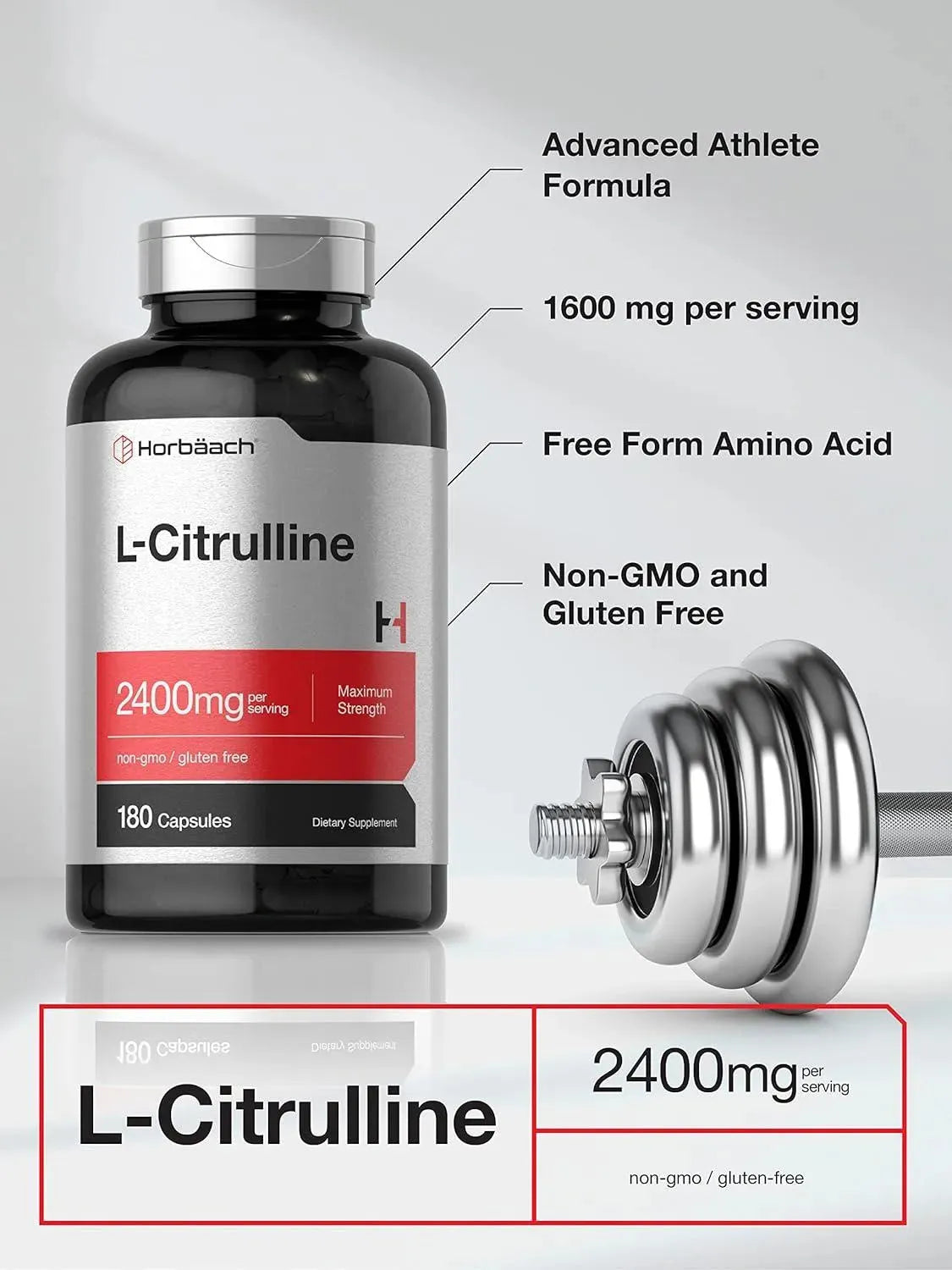 HORBAACH - Horbaach L Citrulline 2400Mg. 180 Capsulas - The Red Vitamin MX - Suplementos Alimenticios - {{ shop.shopifyCountryName }}
