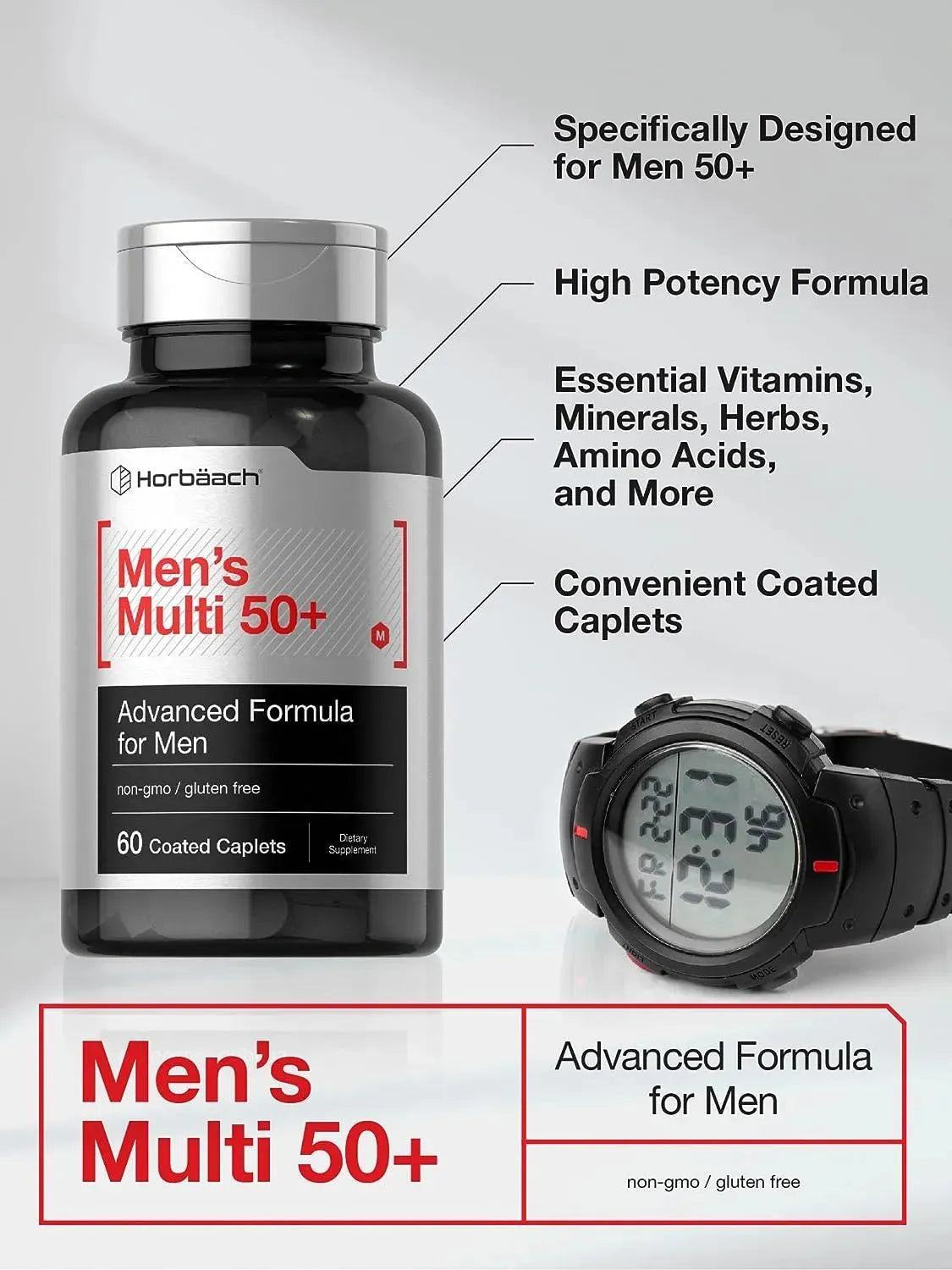 HORBAACH - Horbaach Men's Multivitamin 50 Plus 60 Tabletas - The Red Vitamin MX - Suplementos Alimenticios - {{ shop.shopifyCountryName }}