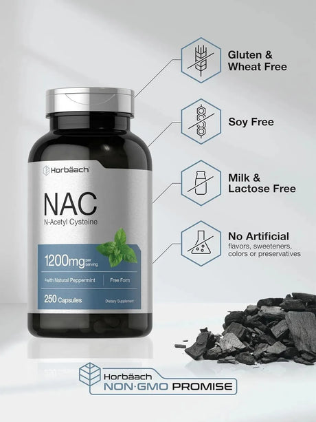 HORBAACH - Horbaach NAC N-Acetyl Cysteine Supplement 1200Mg. 250 Capsulas - The Red Vitamin MX - Suplementos Alimenticios - {{ shop.shopifyCountryName }}