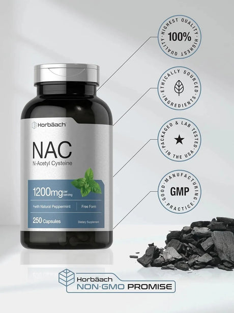 HORBAACH - Horbaach NAC N-Acetyl Cysteine Supplement 1200Mg. 250 Capsulas - The Red Vitamin MX - Suplementos Alimenticios - {{ shop.shopifyCountryName }}