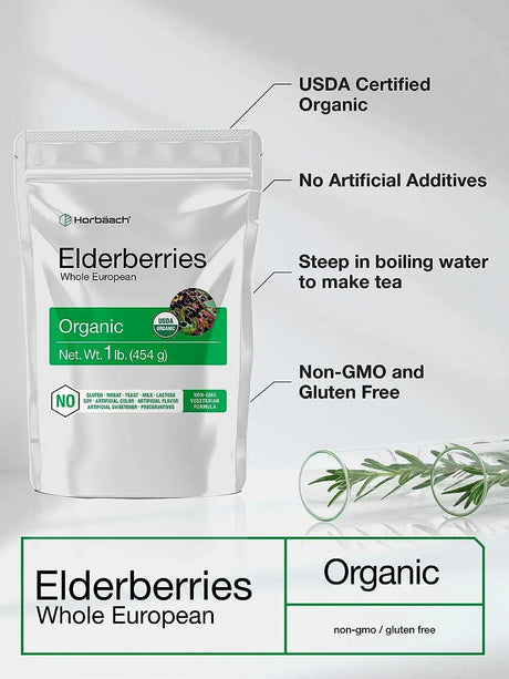 HORBAACH - Horbaach Organic Dried Elderberries 454Gr. - The Red Vitamin MX - Suplementos Alimenticios - {{ shop.shopifyCountryName }}
