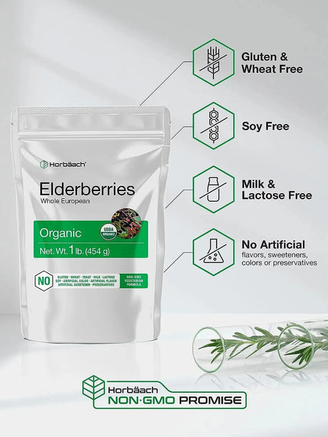 HORBAACH - Horbaach Organic Dried Elderberries 454Gr. - The Red Vitamin MX - Suplementos Alimenticios - {{ shop.shopifyCountryName }}