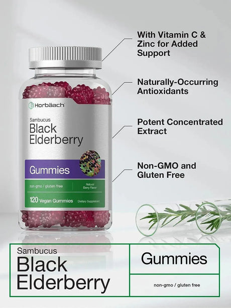 HORBAACH - Horbaach Sambucus Black Elderberry Gummies 120 Gomitas - The Red Vitamin MX - Suplementos Alimenticios - {{ shop.shopifyCountryName }}