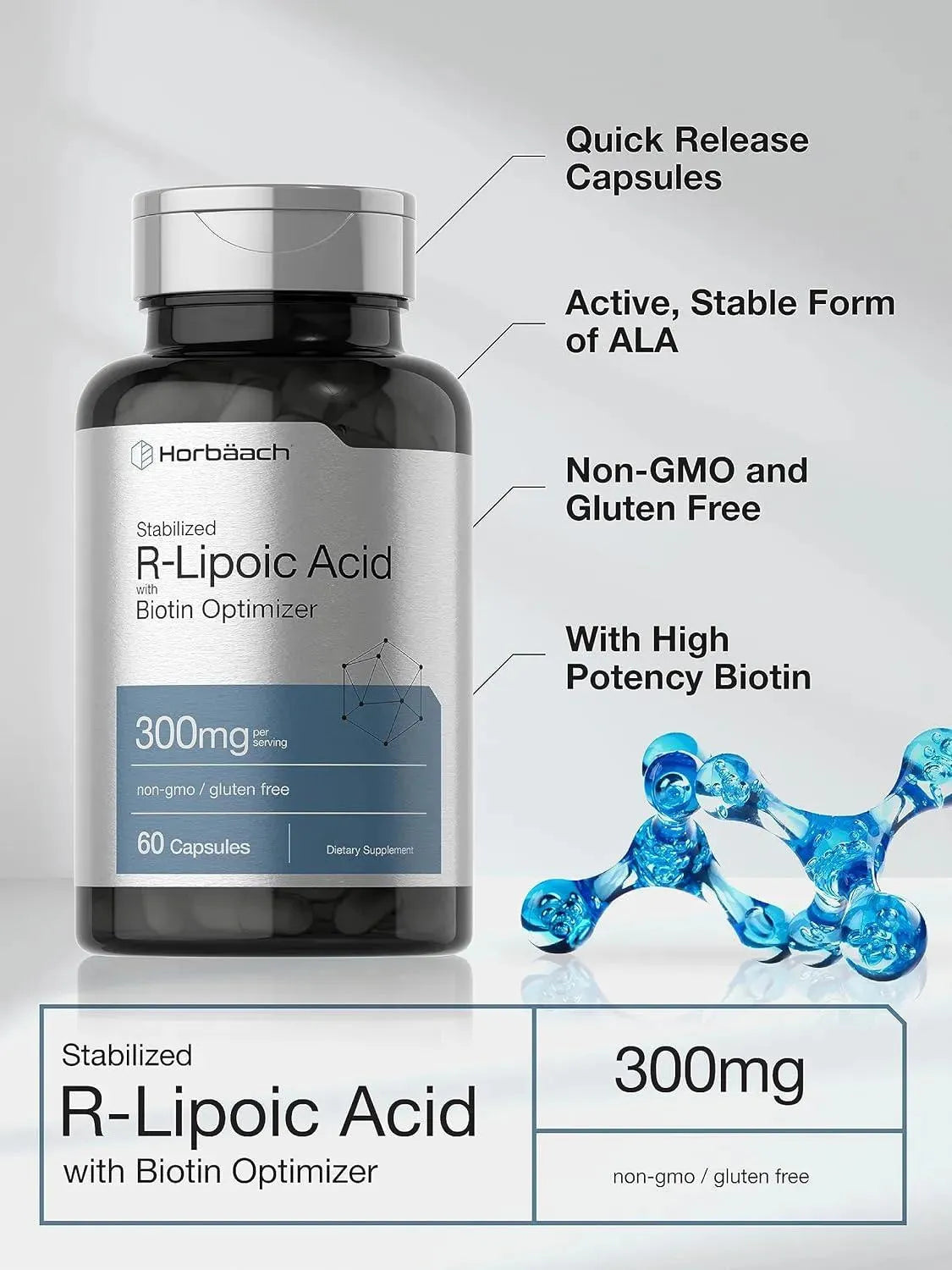 HORBAACH - Horbaach Stabilized R-Lipoic Acid 300Mg. 60 Capsulas - The Red Vitamin MX - Suplementos Alimenticios - {{ shop.shopifyCountryName }}