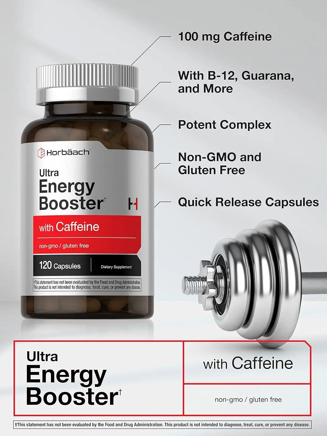 HORBAACH - Horbaach Ultra Energy Booster with Caffeine & Vitamin B12 120 Capsulas - The Red Vitamin MX - Suplementos Alimenticios - {{ shop.shopifyCountryName }}