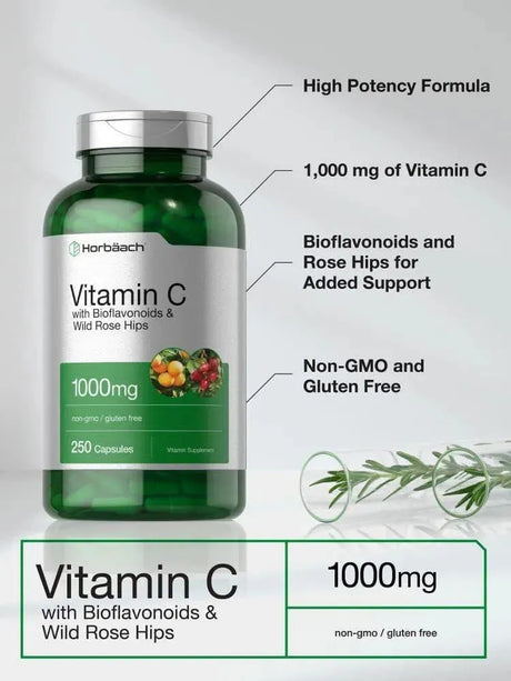 HORBAACH - Horbaach Vitamin C with Bioflavonoids and Rose HIPS 1000Mg. 250 Capsulas - The Red Vitamin MX - Suplementos Alimenticios - {{ shop.shopifyCountryName }}