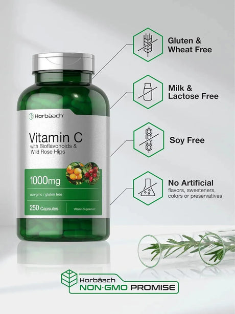HORBAACH - Horbaach Vitamin C with Bioflavonoids and Rose HIPS 1000Mg. 250 Capsulas - The Red Vitamin MX - Suplementos Alimenticios - {{ shop.shopifyCountryName }}