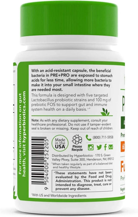 HYPERBIOTICS - Hyperbiotics Pre Pro Vegan Probiotics + Prebiotics 30 Capsulas - The Red Vitamin MX - Suplementos Alimenticios - {{ shop.shopifyCountryName }}