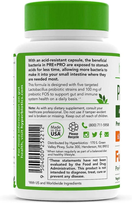 HYPERBIOTICS - Hyperbiotics Pre Pro Vegan Probiotics + Prebiotics 60 Capsulas - The Red Vitamin MX - Suplementos Alimenticios - {{ shop.shopifyCountryName }}