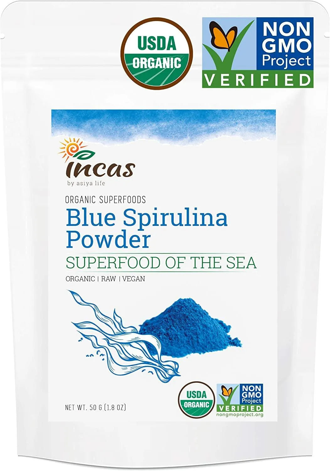 INCAS - INCAS USDA Organic Blue Spirulina Powder Phycocyanin Extract 50Gr 50 Servicios - The Red Vitamin MX - Suplementos Alimenticios - {{ shop.shopifyCountryName }}