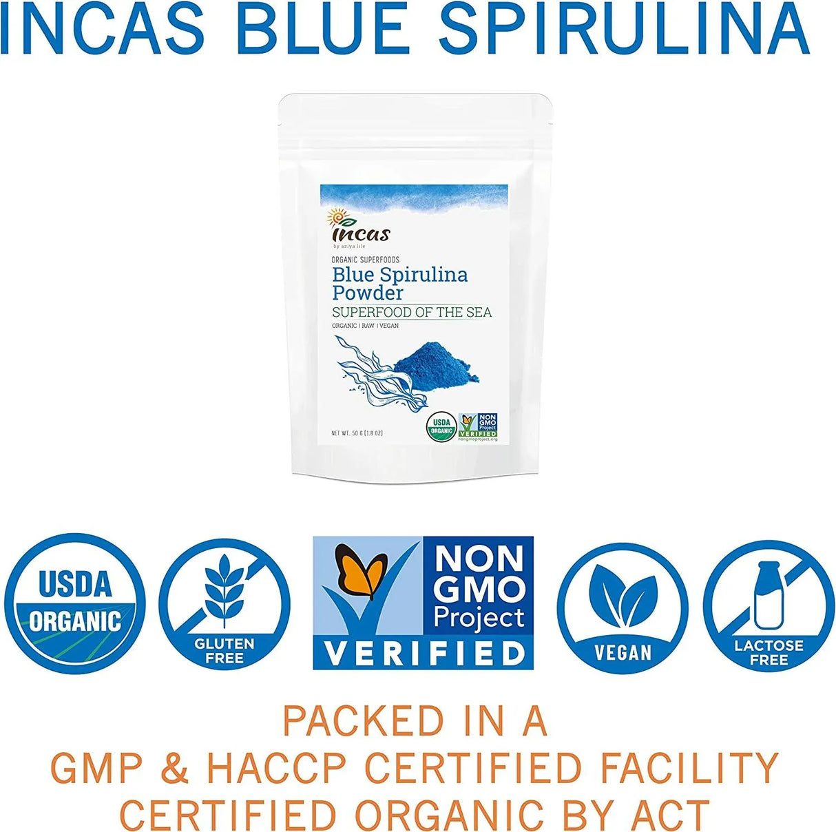 INCAS - INCAS USDA Organic Blue Spirulina Powder Phycocyanin Extract 50Gr 50 Servicios - The Red Vitamin MX - Suplementos Alimenticios - {{ shop.shopifyCountryName }}