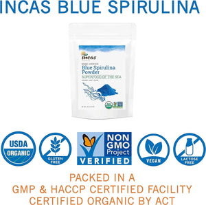 INCAS - INCAS USDA Organic Blue Spirulina Powder Phycocyanin Extract 50Gr 50 Servicios - The Red Vitamin MX - Suplementos Alimenticios - {{ shop.shopifyCountryName }}