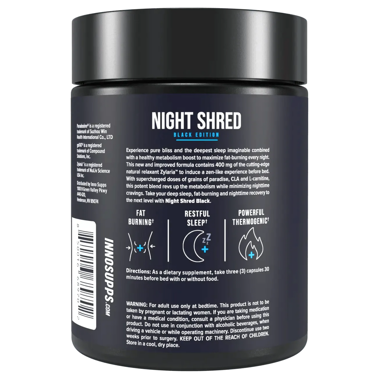 INNOSUPPS - InnoSupps Night Shred Black Edition Cutting-Edge Sleep Aid and Fat Burner 90 Capsulas - The Red Vitamin MX - Suplementos Alimenticios - {{ shop.shopifyCountryName }}