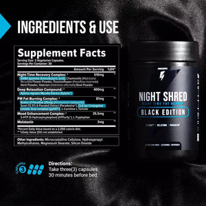 INNOSUPPS - InnoSupps Night Shred Black Edition Cutting-Edge Sleep Aid and Fat Burner 90 Capsulas - The Red Vitamin MX - Suplementos Alimenticios - {{ shop.shopifyCountryName }}